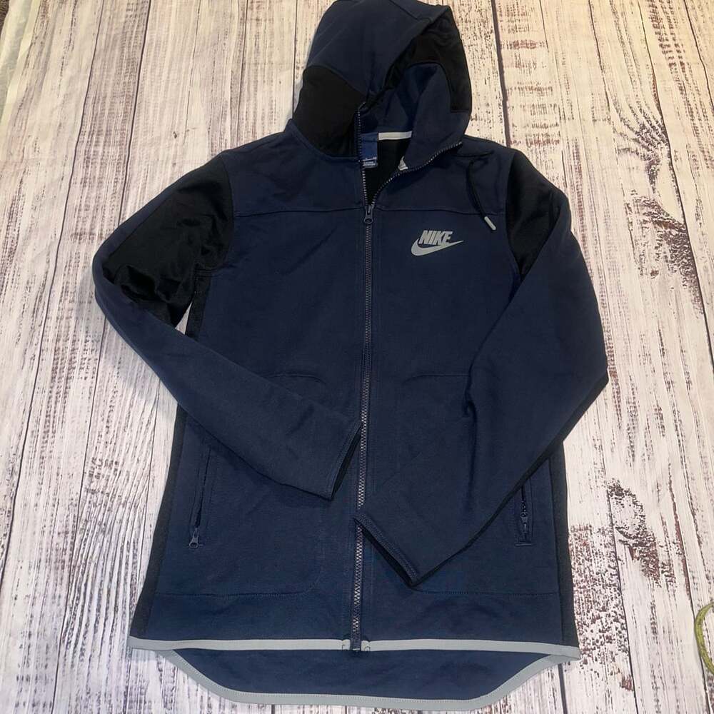 Nike Navy Black Hooded Full Zip Athletic Jacket-S